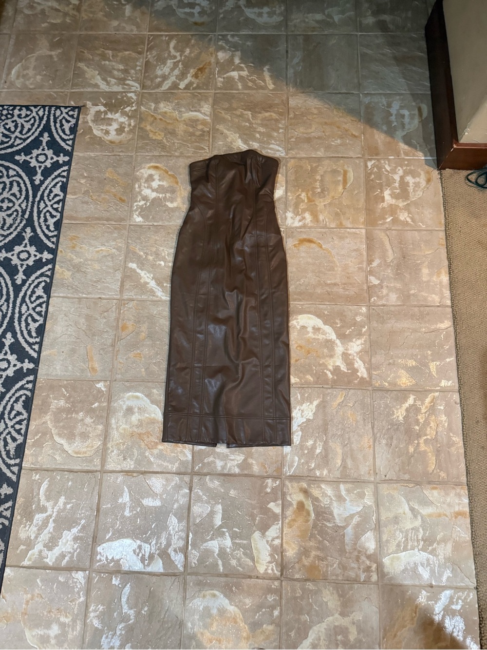 Pilcro Strapless Brown Maxi Leather Skirt